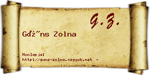 Güns Zolna névjegykártya